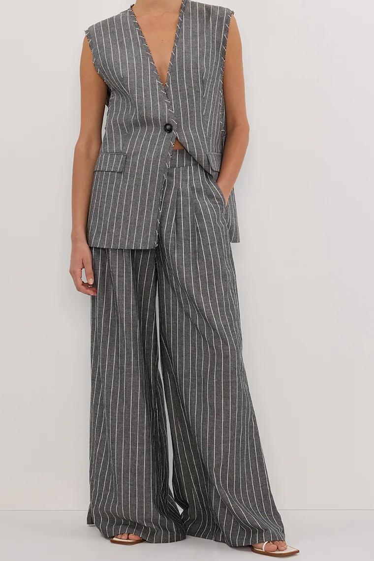 SLATE STRIPE WIDE LEG PANT