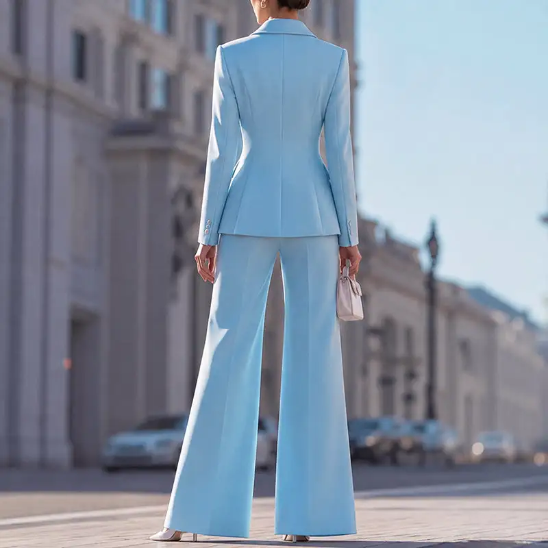 Women's Tailored Blazer & Flared Pants Suit Set