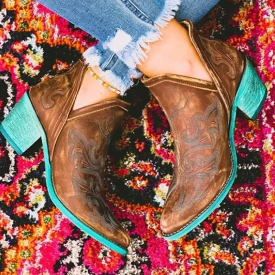 Women’s Autumn Winter Casual Western Cowboy Ankle Boots