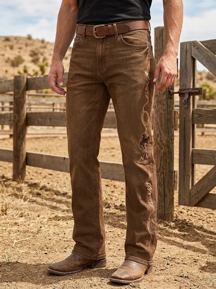 Men's Western Cowboy Rodeo Lasso Jeans