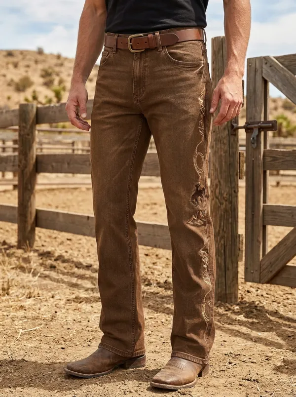 Men's Western Cowboy Rodeo Lasso Jeans