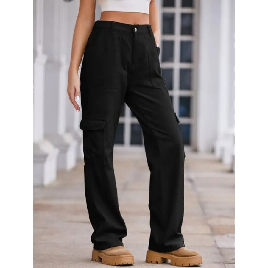 Straight Denim Cargo Pants