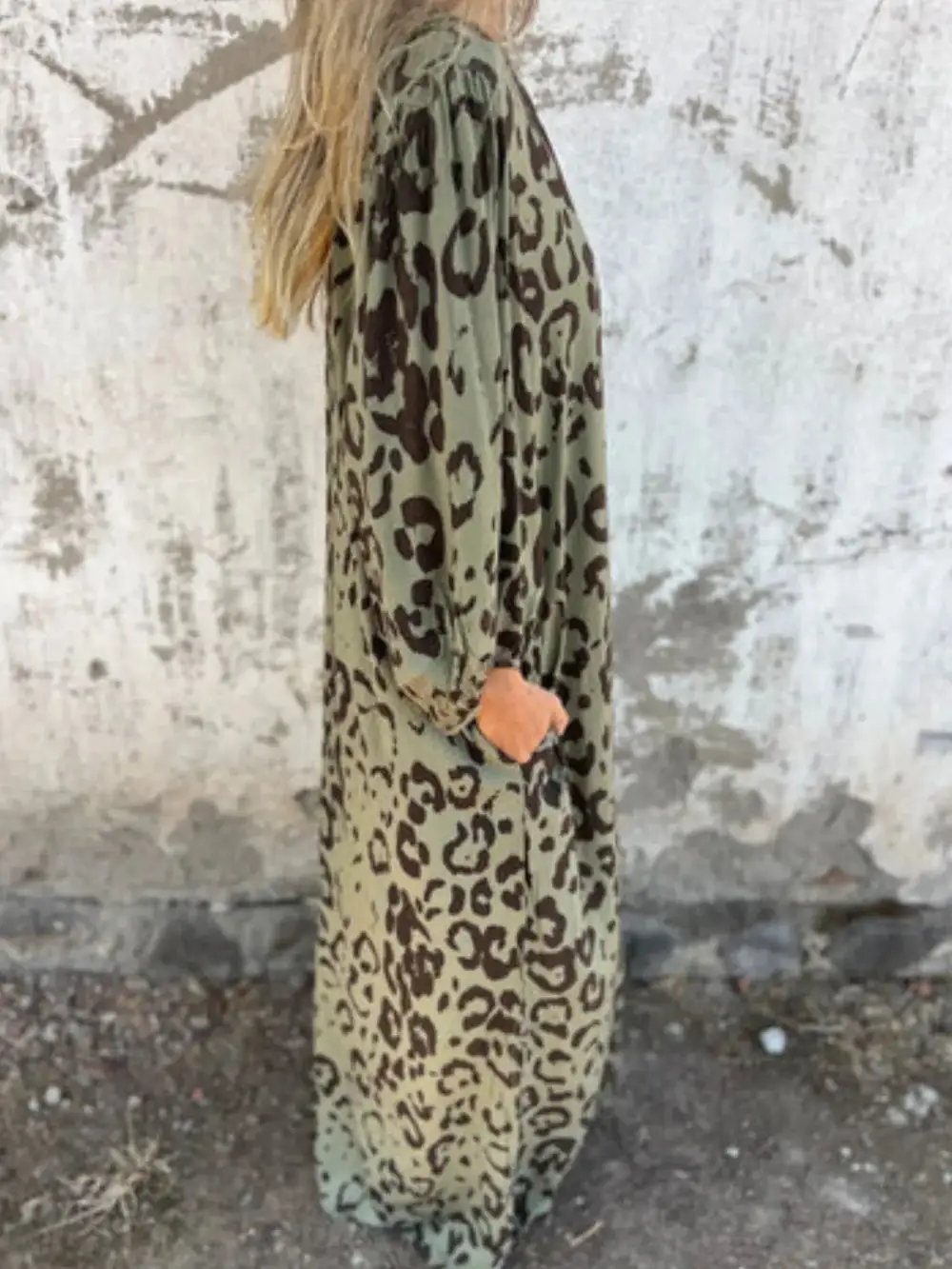 V-Neck Printed Midi Dress