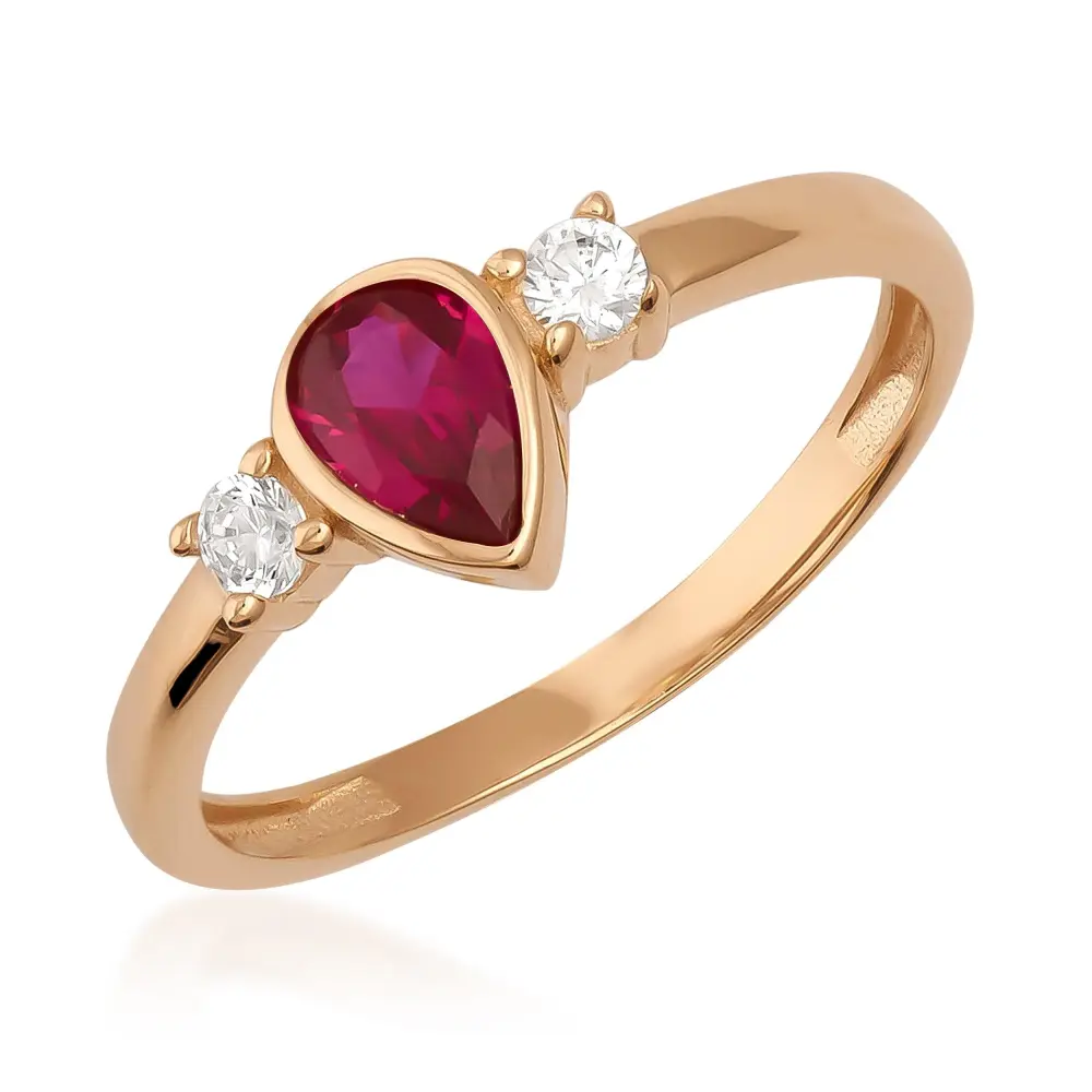 Simulated Ruby Pear Cut Vintage Ring