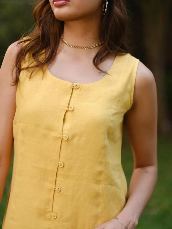 Mustard Linen Mini Dress