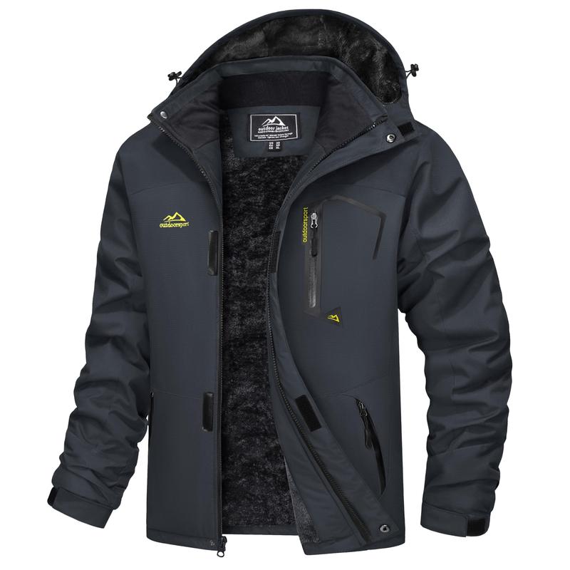 Men’s Winter Coats Waterproof Ski Snow Jacket Warm Fleece Jacket Parka Raincoats With Multi-Pockets