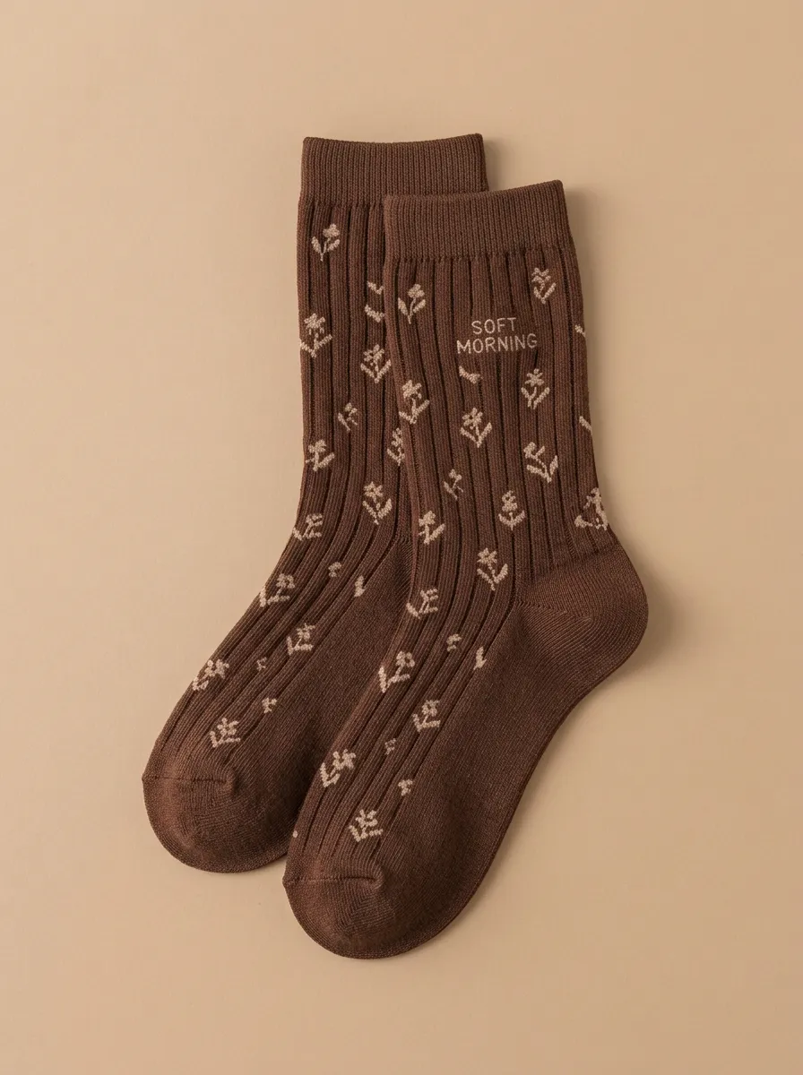 Structured Floral Casual Socks