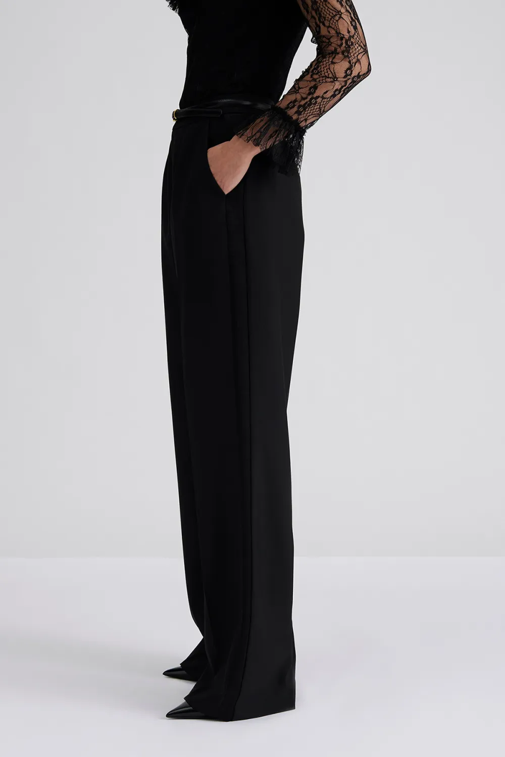 Ruffled Waist Tailored Trousers