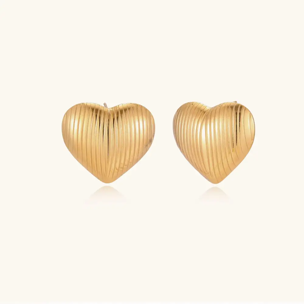 Textured Heart Stud Earrings