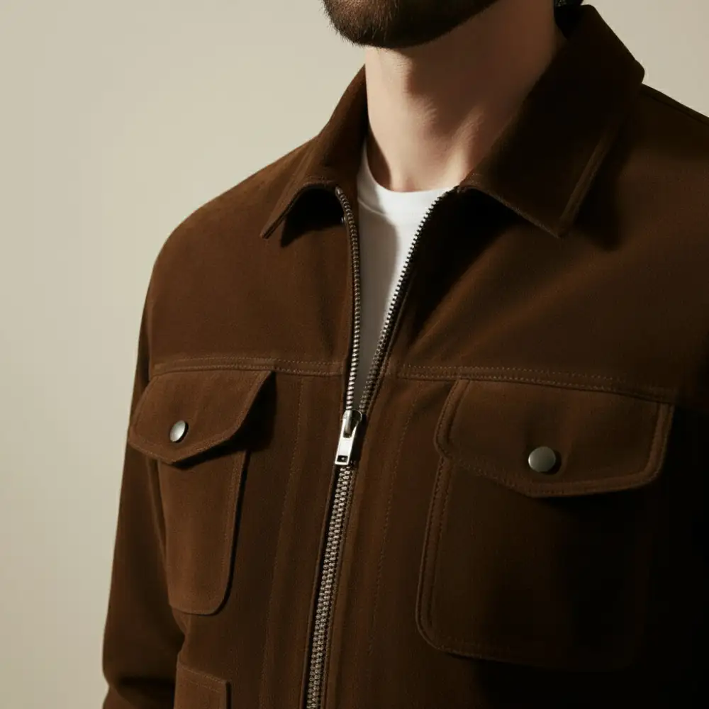Rugged Suede Trucker Western Multi Pocket Jacket