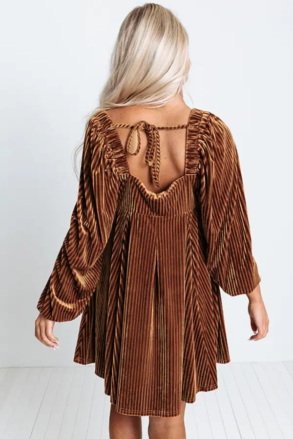 Tie Detail Square Neck Babydoll Mini Dress