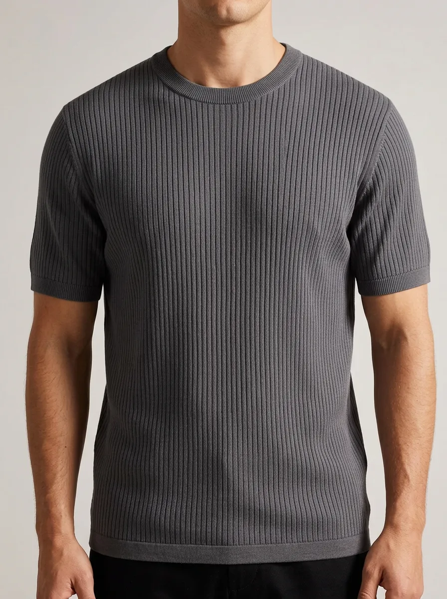 Refined Modern-Look Men's Knit Crew-Neck T-Shirt