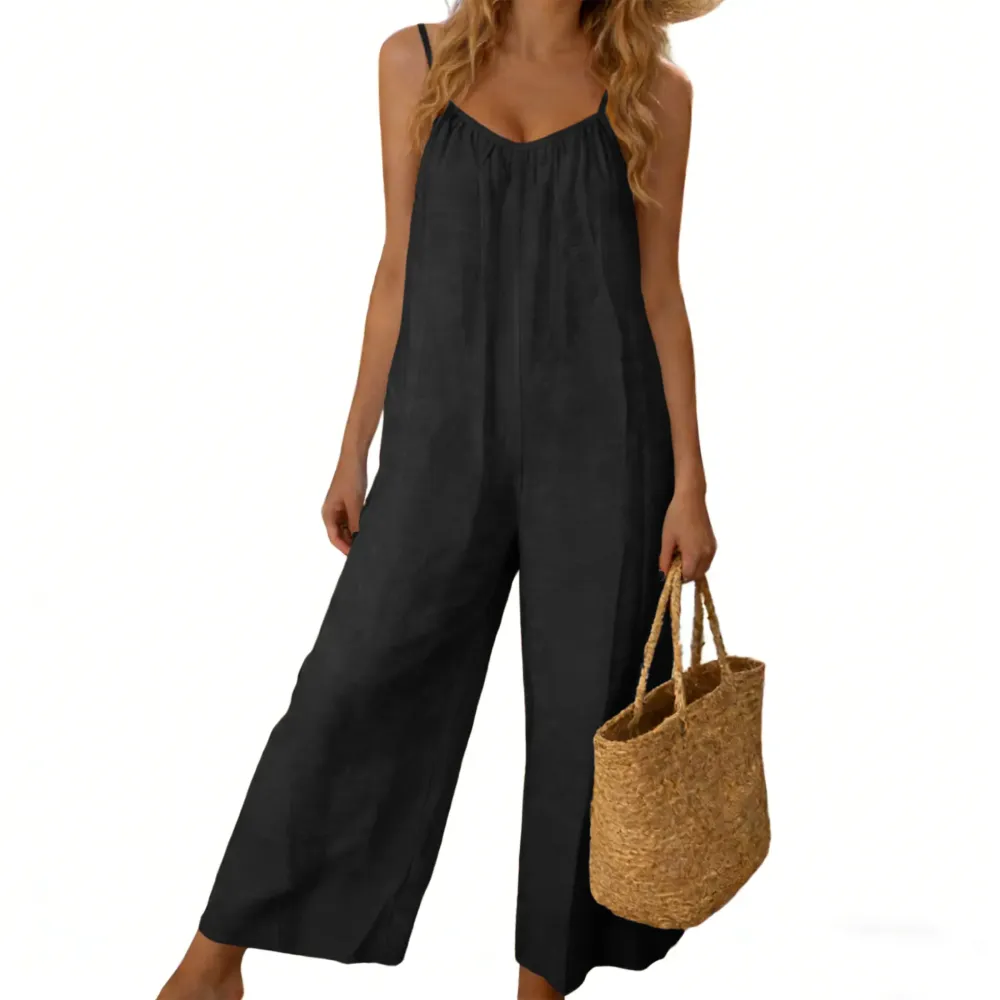 🔥Hot Sale💥-Women's Backless Spaghetti-Strap Jumpsuit🔥 (Sizes XS–5XL)