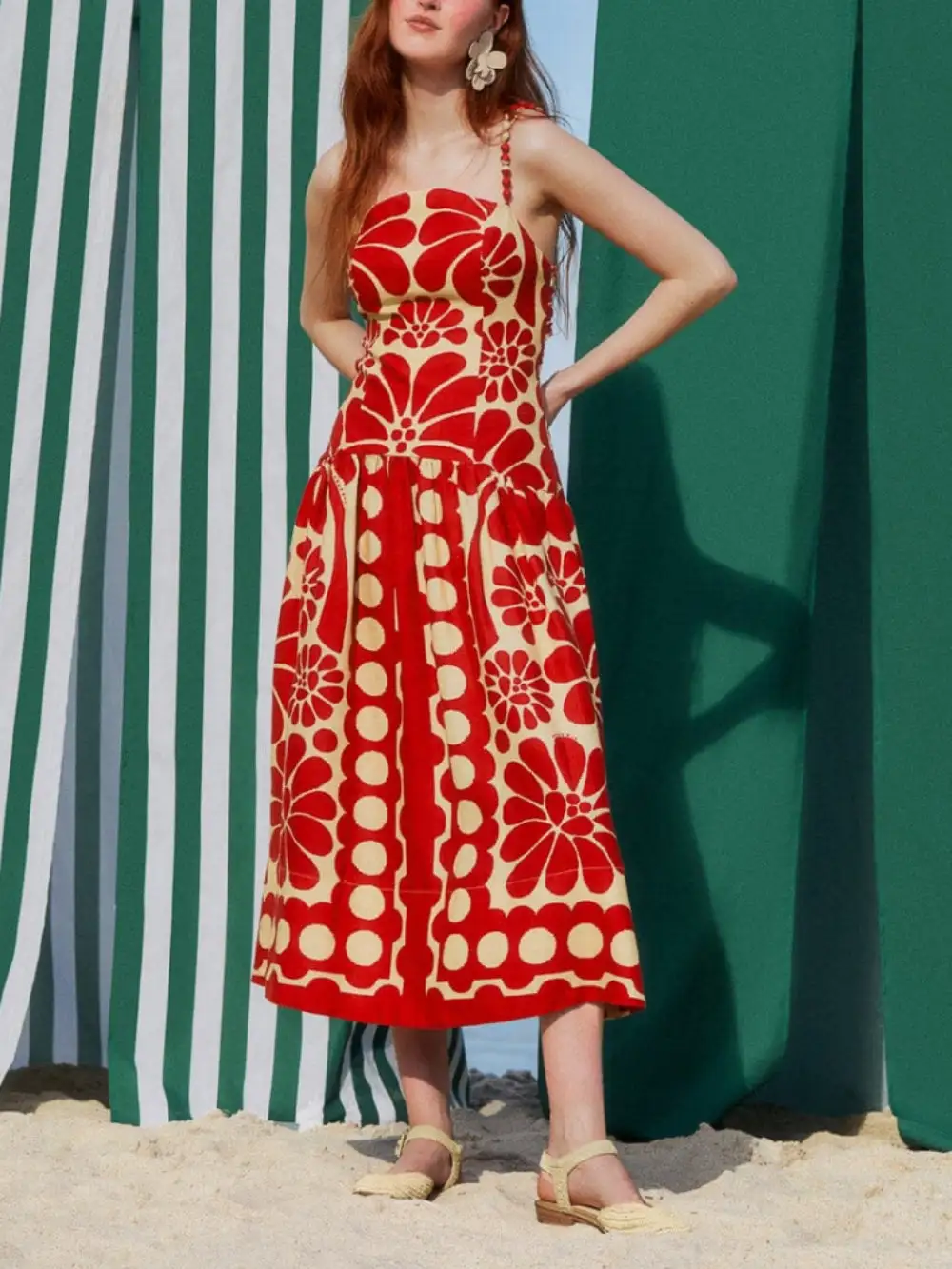 Open Back Sleeveless Midi Dress