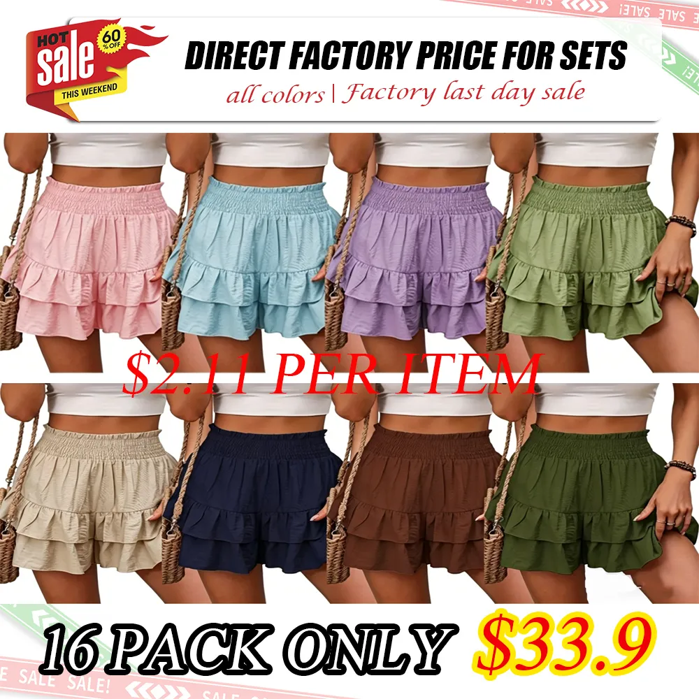 Women's High Waisted Ruffle Shorts | As low as $2.11 per item