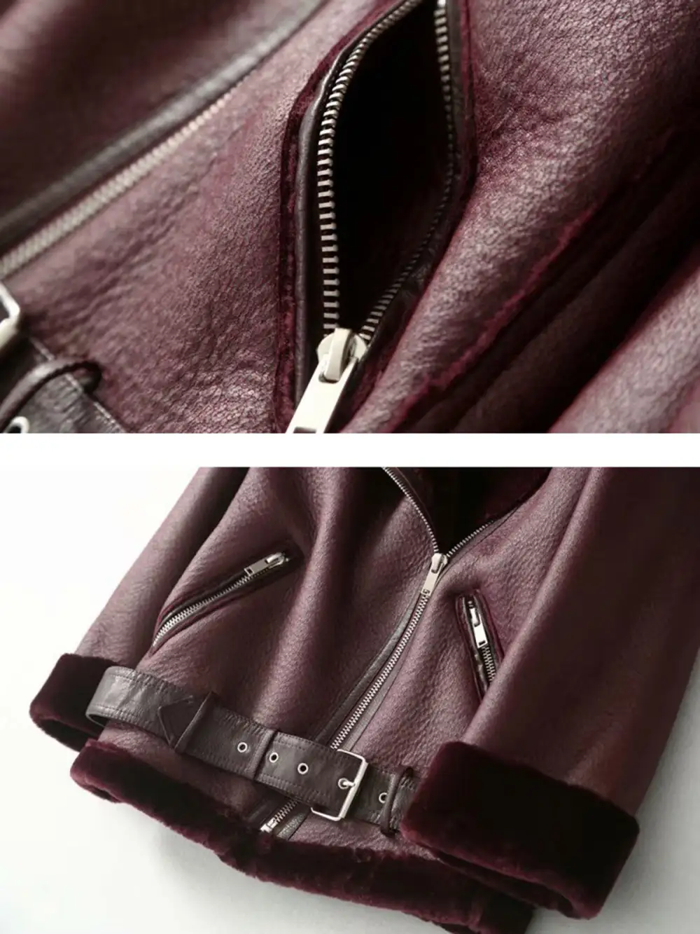 Collared Sherpa Lined Shearling Jacket