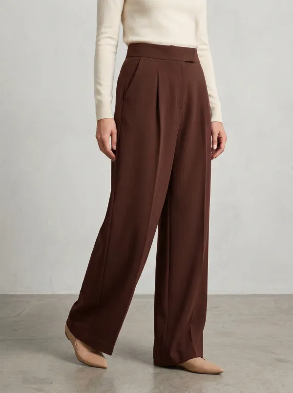 Classic Design Wide-Leg Pleated Women's Wide-Leg Pants