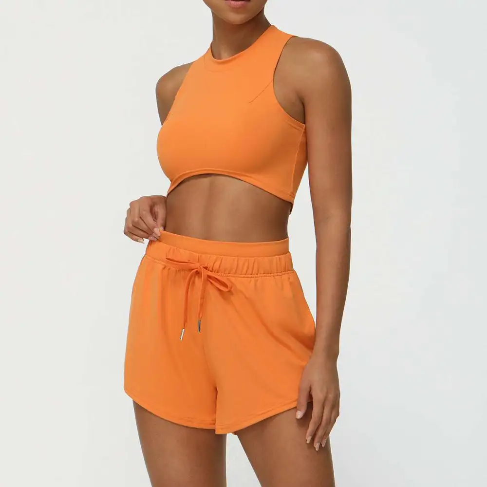 Quick-Dry Sleeveless Bra, Vest and Shorts Active Set