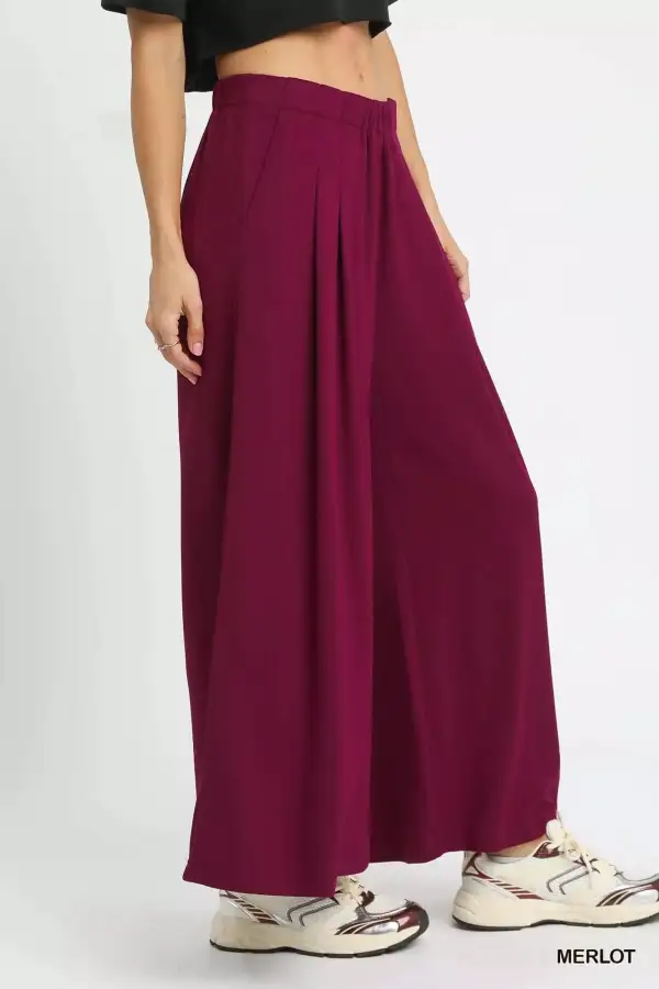 Relaxed Wide Leg Pants With Pocket