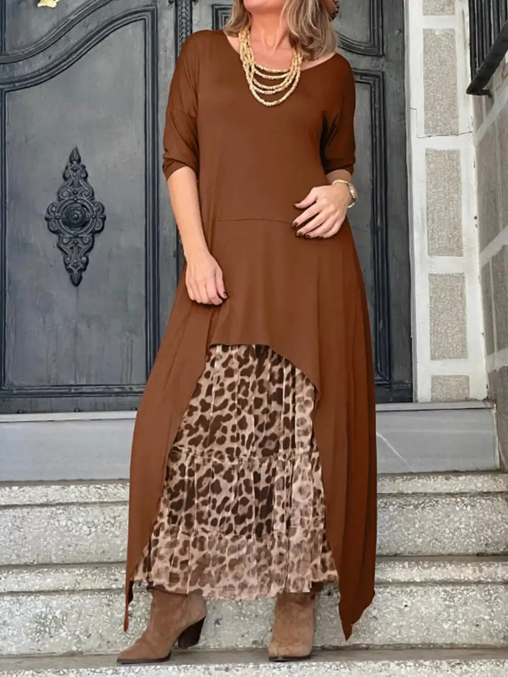Plus Size Asymmetrical Hem Midi Dress