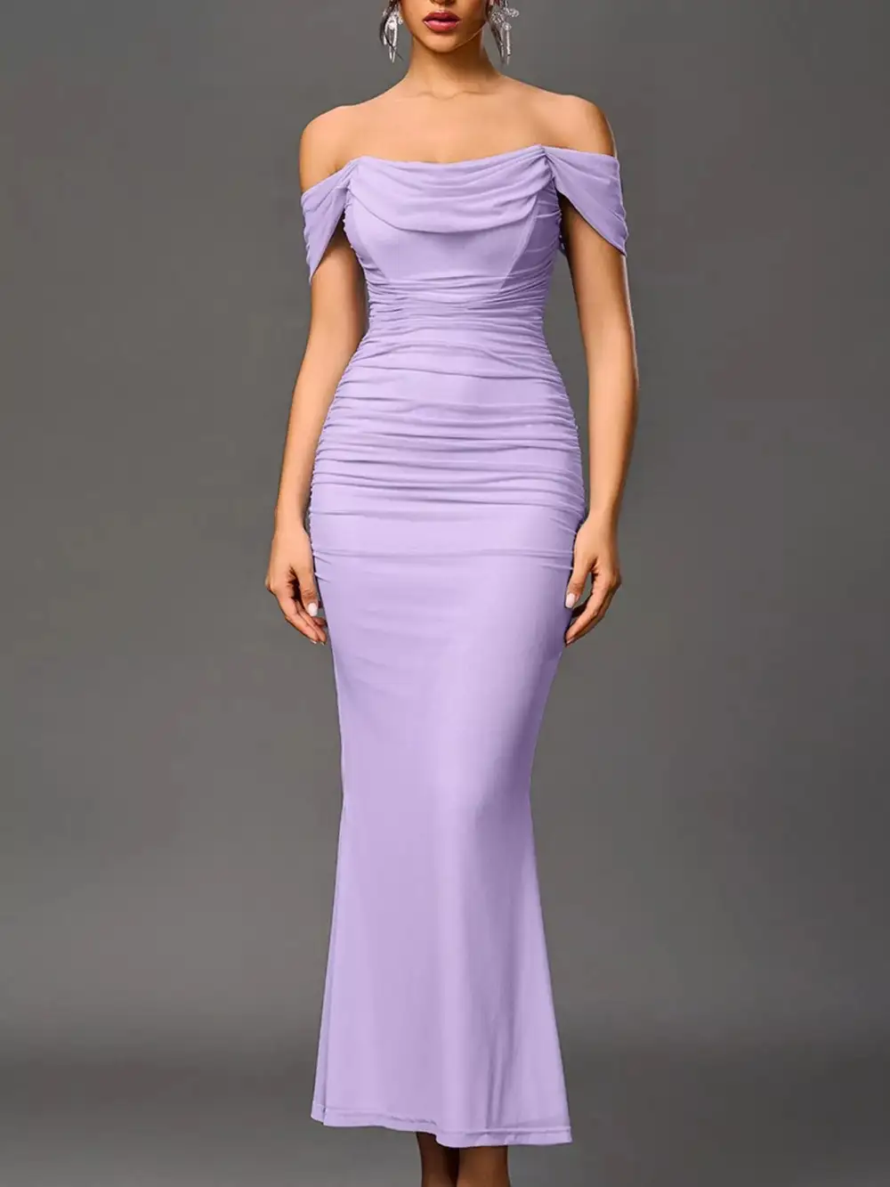 Structured Shape Ruched Maxi Dress
