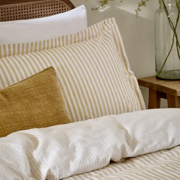 Restful Bedroom Reversible Stripe Cotton Duvet Cover Set