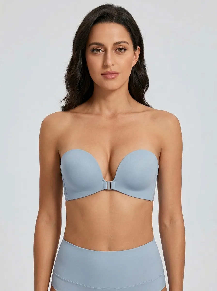 Women's Metal-Clasp Molded-Cup Front-Closure Strapless Bra