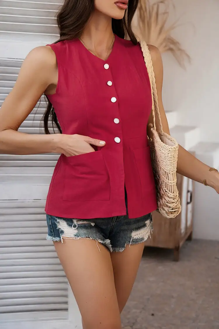 Classic Button Front Cotton Vest