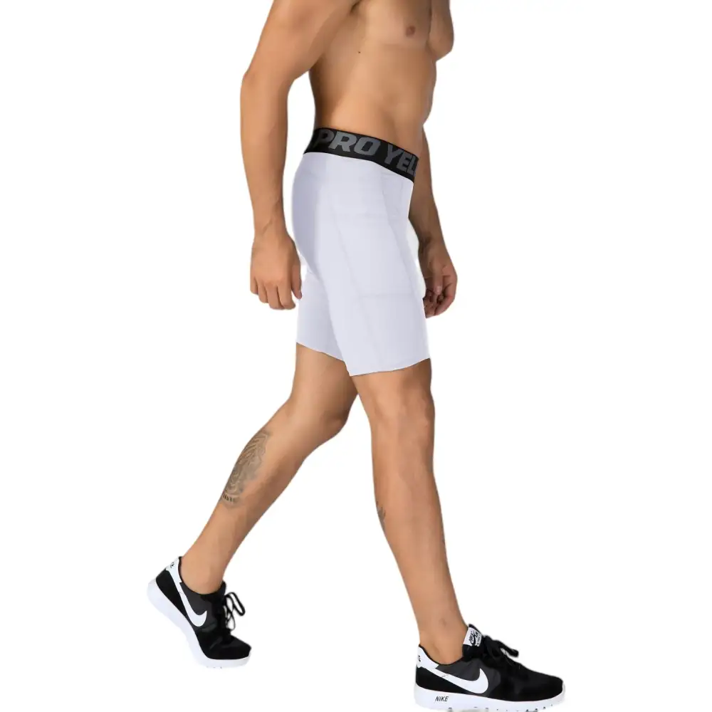 Elastic-Waist Wide-Waistband Compression Stretch Men's Athletic Shorts