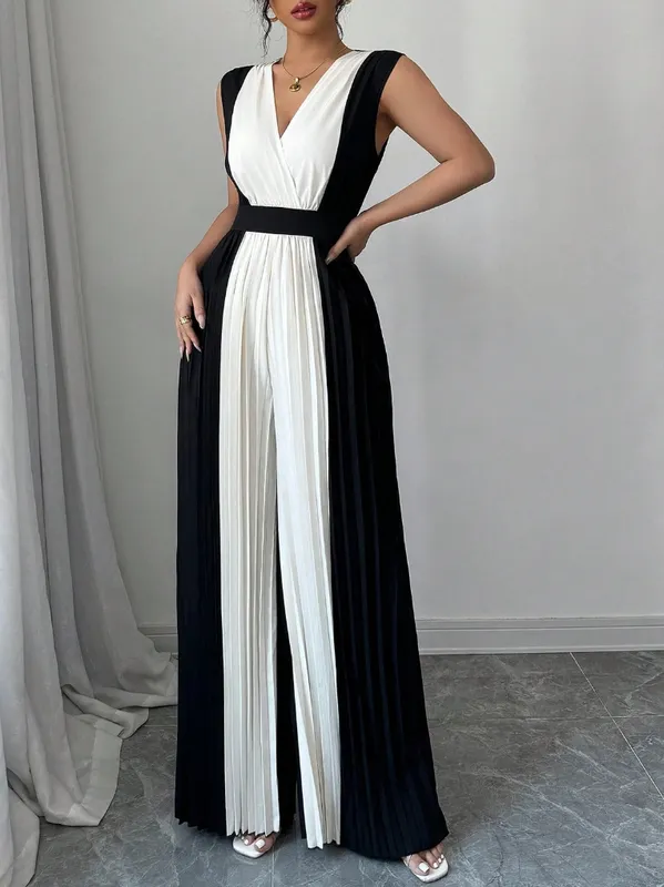 Hoog Getailleerde Losse Jumpsuits Met Contrasterende Kleuren En