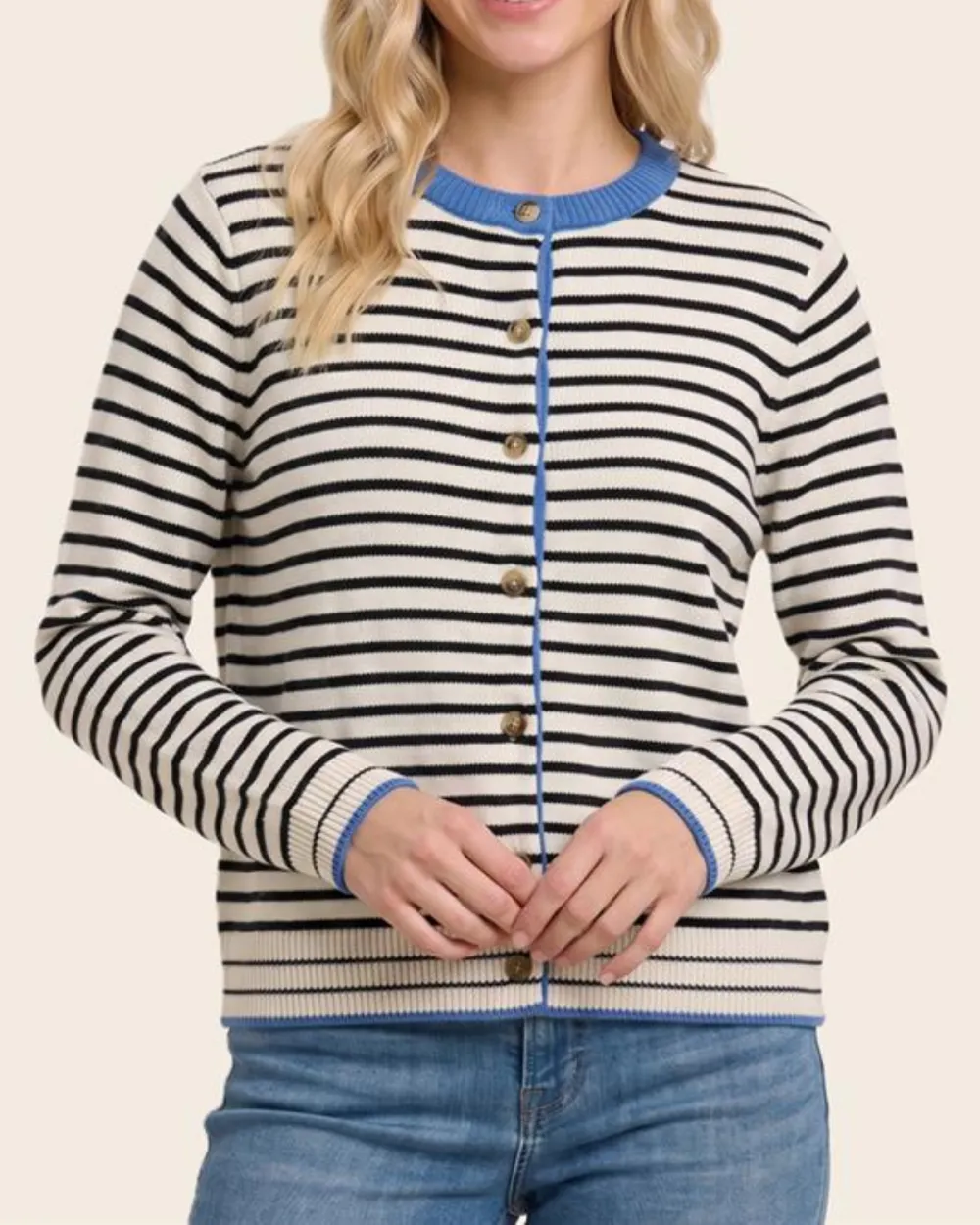 Color Accent Striped Cardigan