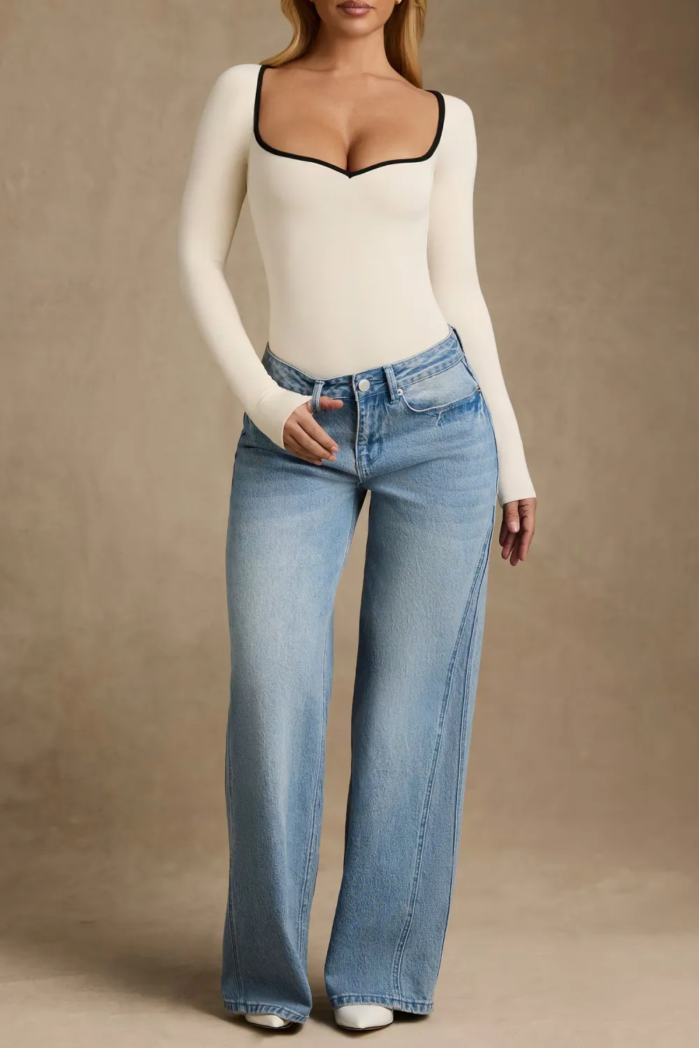 Fashionable And Trendy Creative Neckline Long-Sleeved Jumpsuit