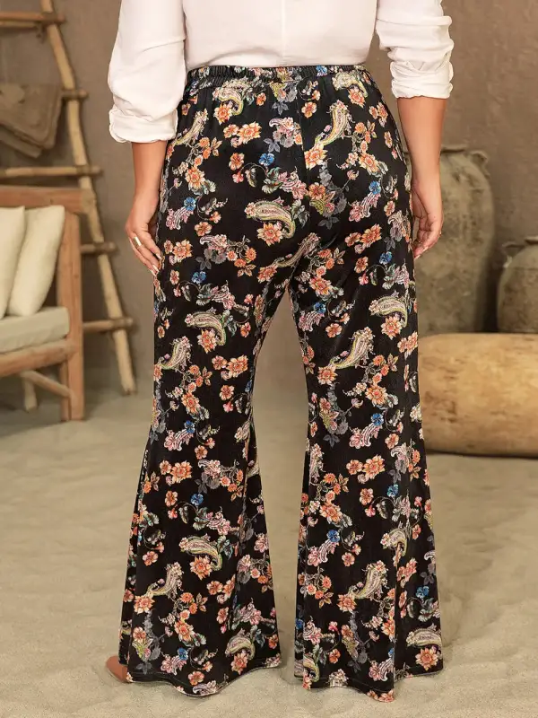 Relaxed Wide Leg Printed Pants