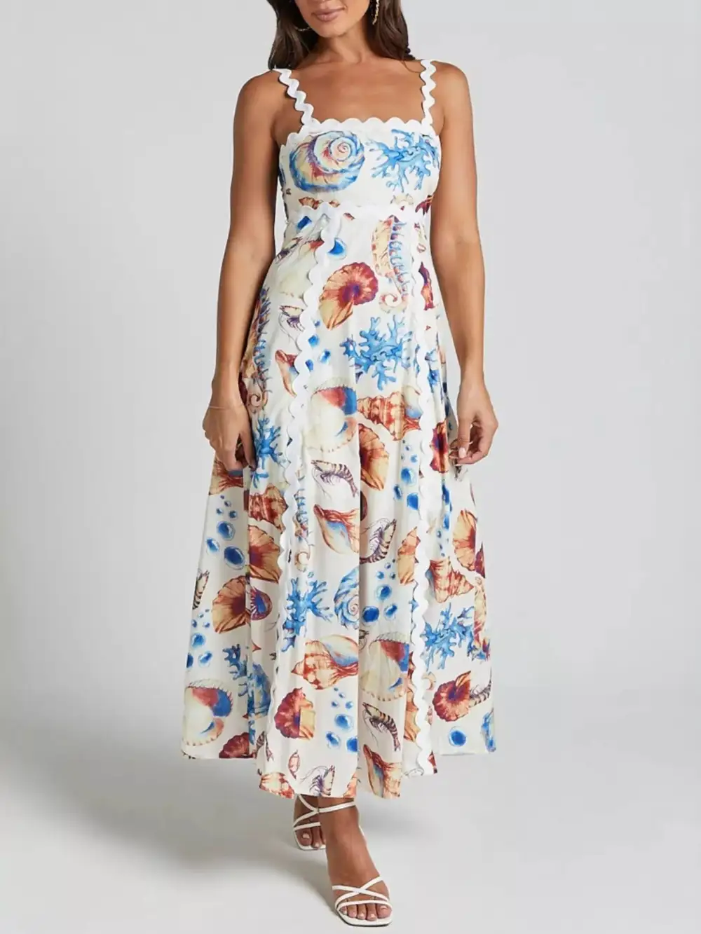 Clean Line Printed Midi Dress
