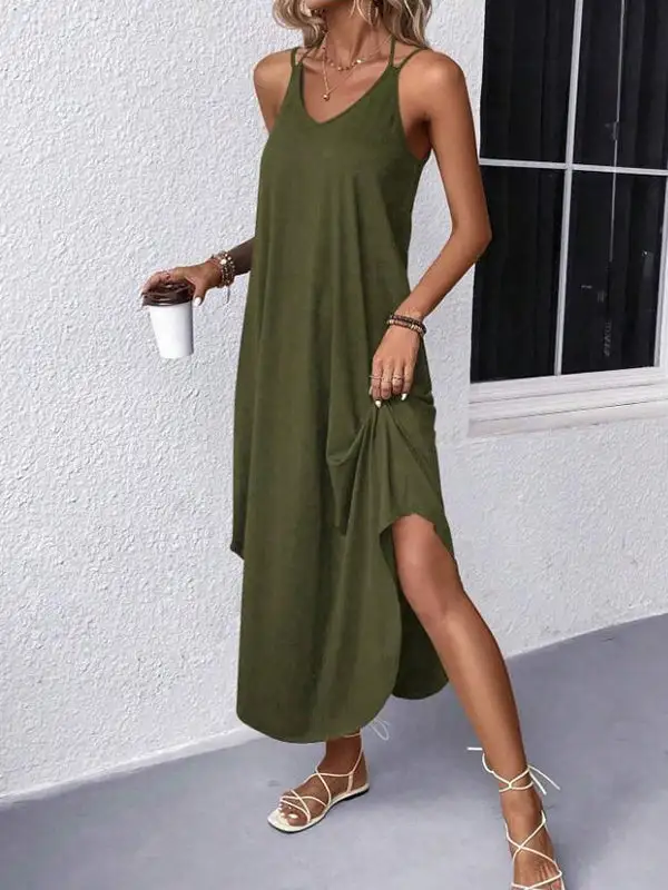 Loose Plus Neck Maxi Dress