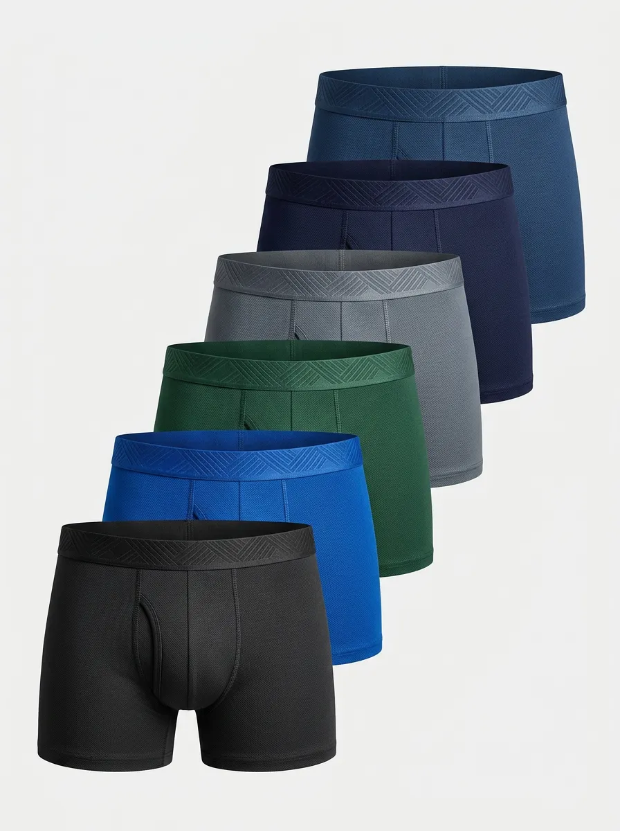 Men's Textured Waistband Breathable 6-Pack Boxer Briefs