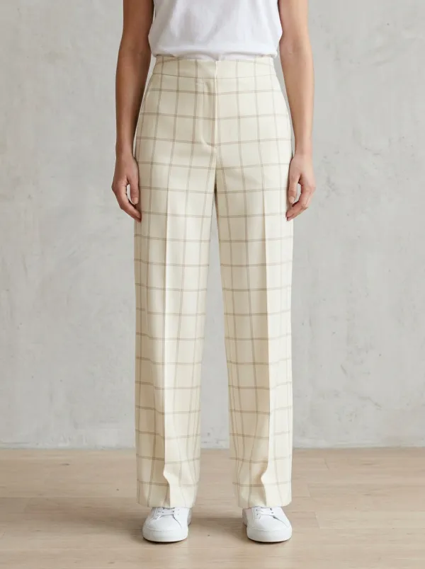 Plaid Printed Wide-Leg Trousers