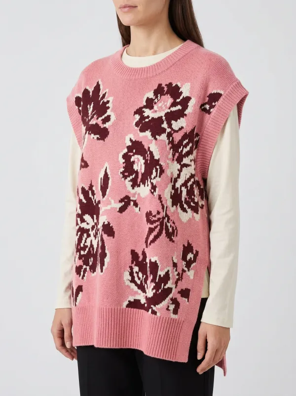 Floral Textured Sweater Vest