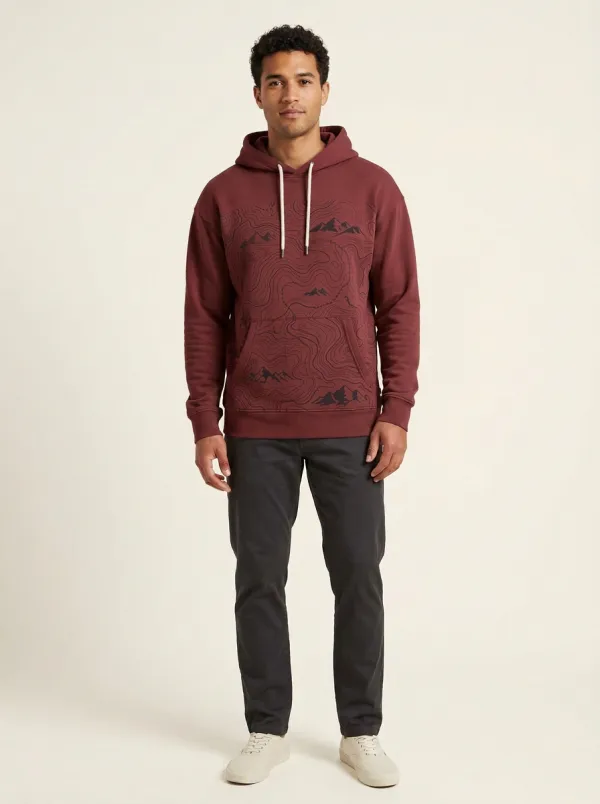 Men's Ridge Outdoor Hiking Explorer Mountain Topographic Graphic Hoodie