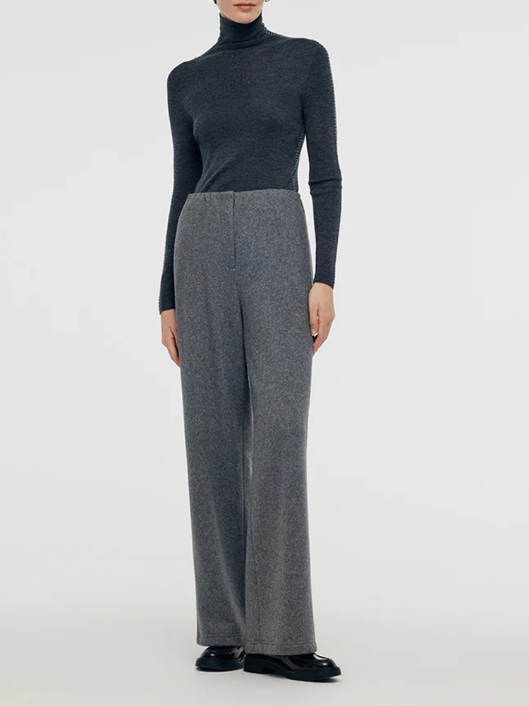 Wool Blend Straight Women Pants