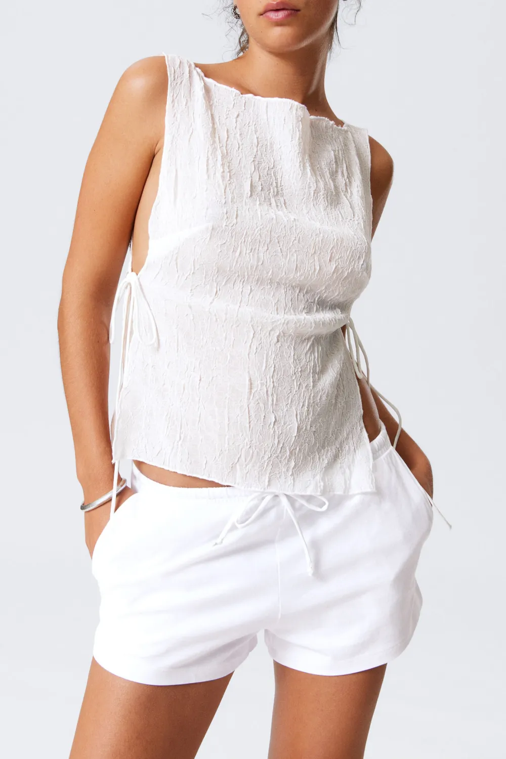 Side Tied Boat Neck Top