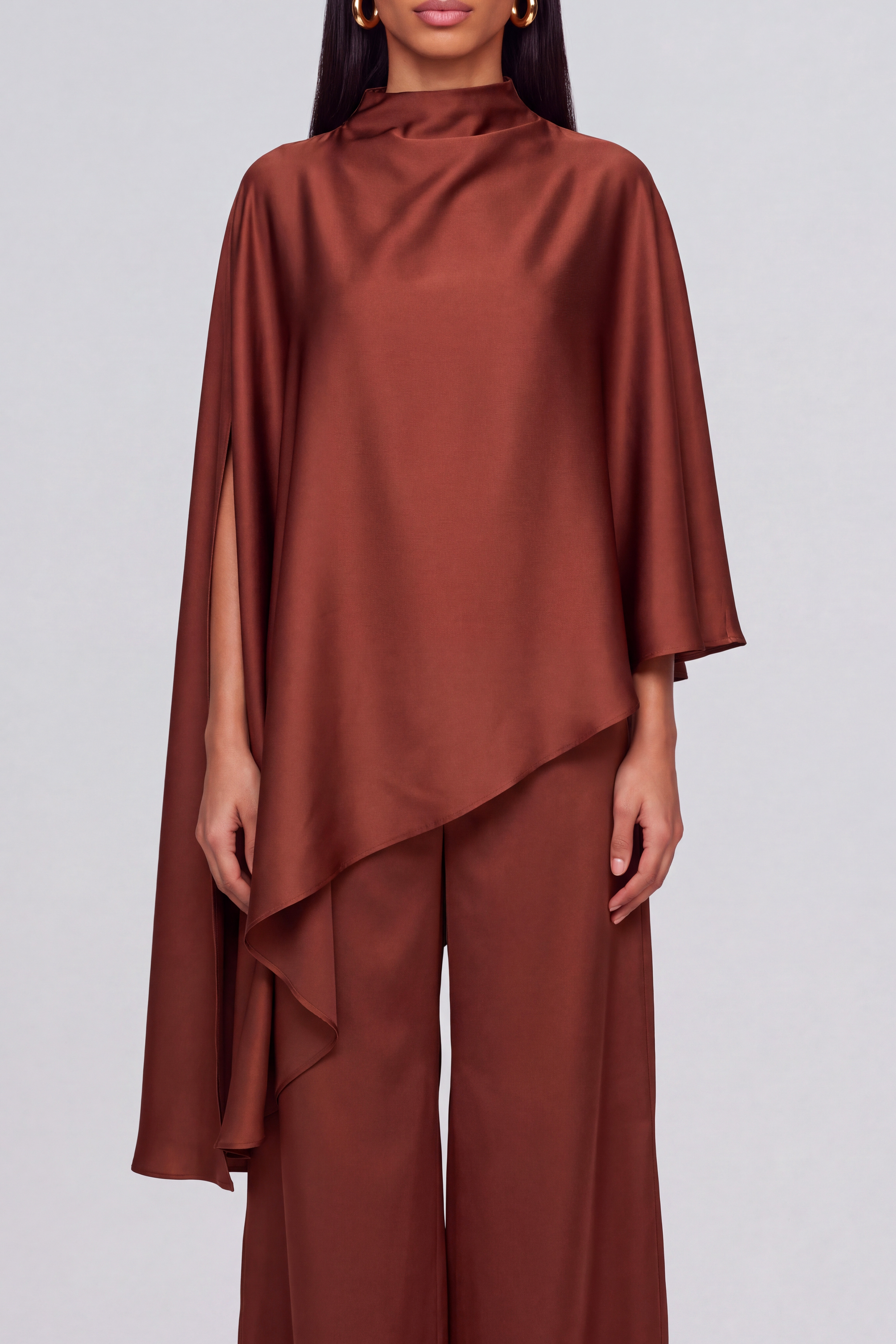 High Neck Asymmetrical Matching Pants Set