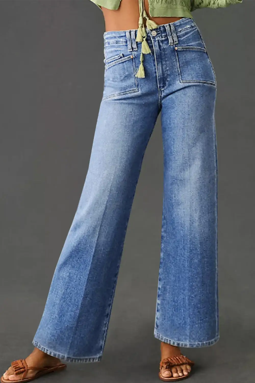 Straight Leg Loose High Waist Cropped Jeans