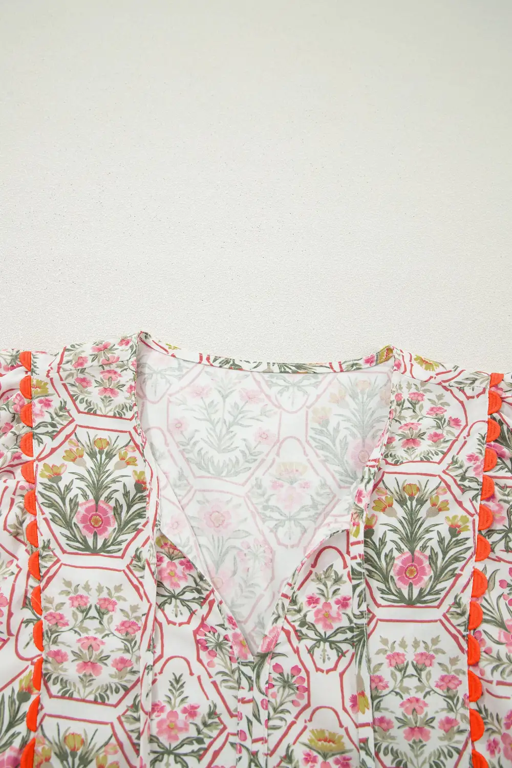 Clean Line Floral Printed V Neck Mini Dress