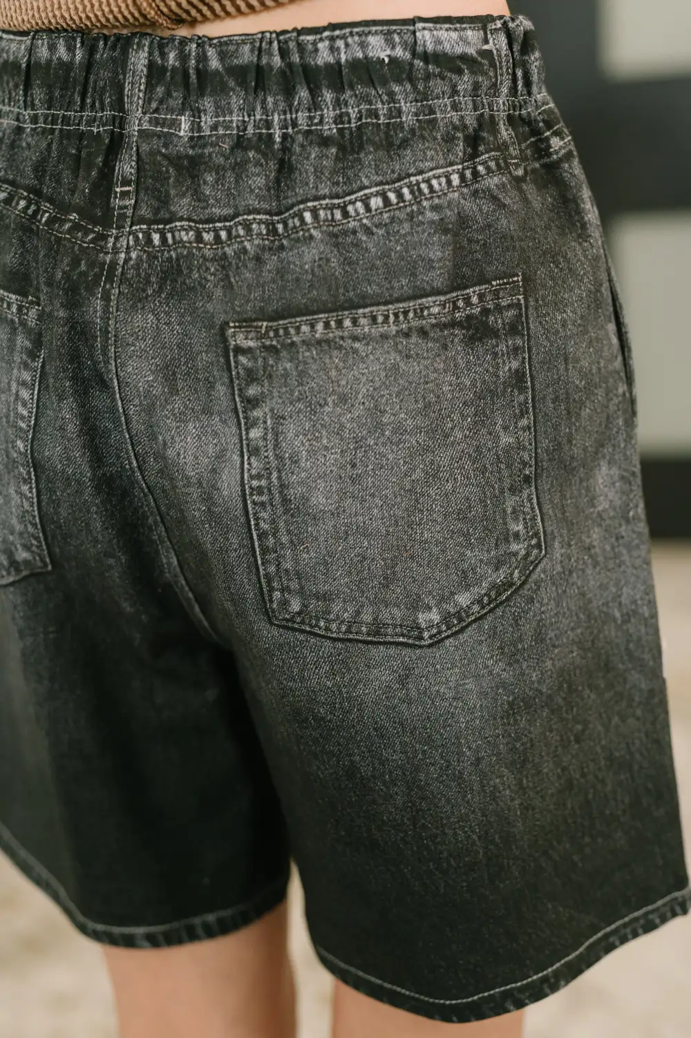 High-Waist Elastic-Waist Shorts