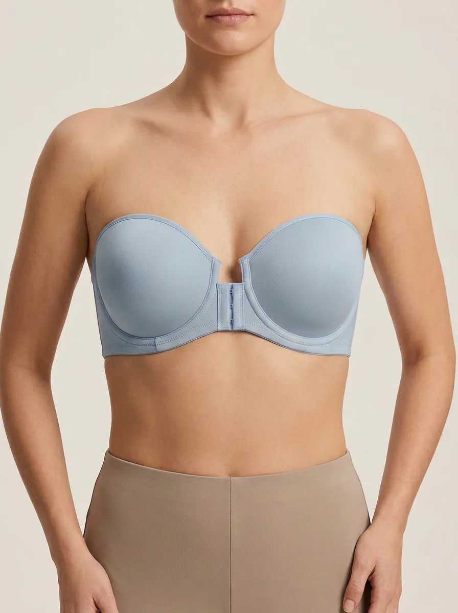 Women's Structured-Cup Defined-Shape Front-Closure Strapless Bra