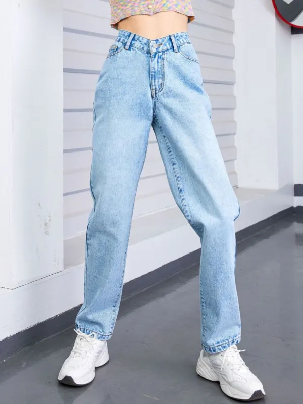 Short Sleeve Ruffled Denim Jeans