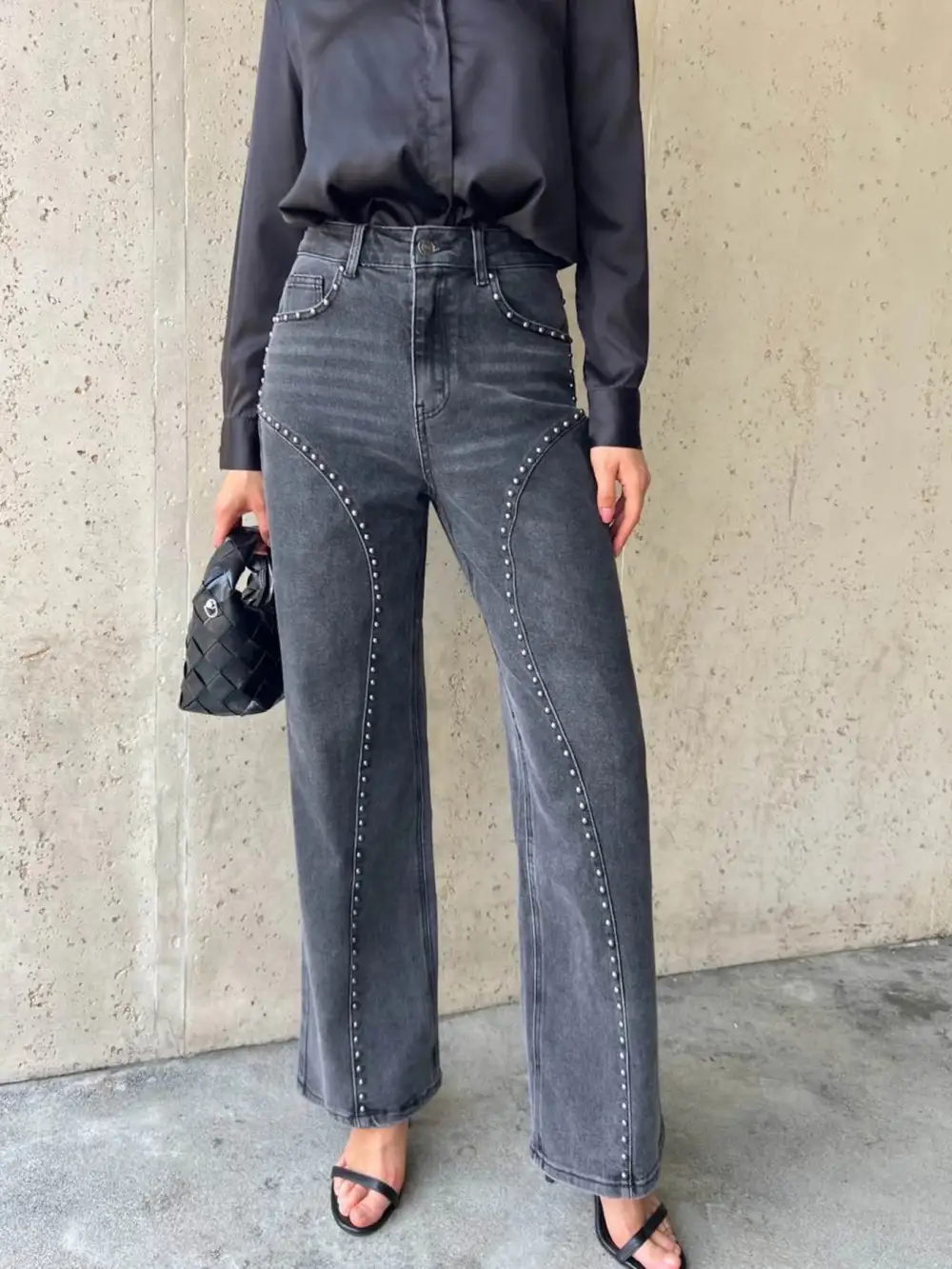 Clean Wide Leg Denim Jeans