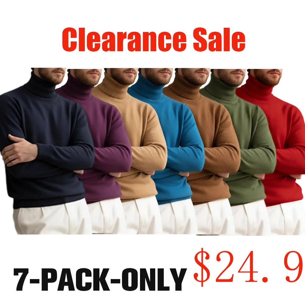 Men's comfortable textured cashmere turtleneck warm sweater