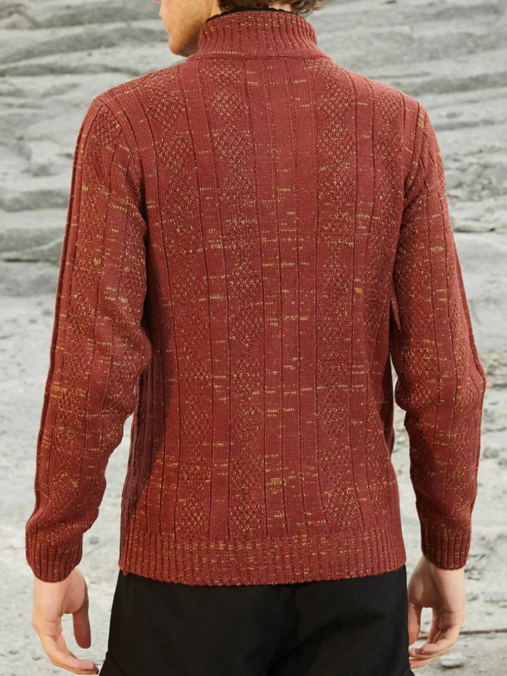 Casual Style Brown Knit Sweater